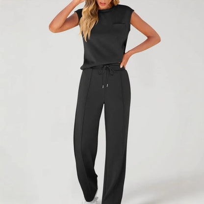 💖 Limited Sale 50% OFF💖 Women's Casual Sleeveless Top and Drawstring Pants 2-Piece Set