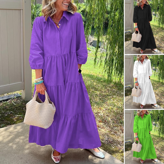 💓Limited Sale 50% Off💓 Women’s Casual Loose Fit Lapel Ankle Length Dress🌿