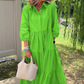 💓Limited Sale 50% Off💓 Women’s Casual Loose Fit Lapel Ankle Length Dress🌿