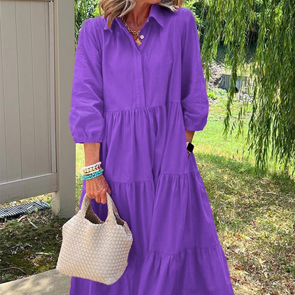 💓Limited Sale 50% Off💓 Women’s Casual Loose Fit Lapel Ankle Length Dress🌿