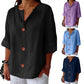 💓Limited Sale 50% Off💓Women's Loose V-Neck Top with Buttons and 3/4 Sleeves