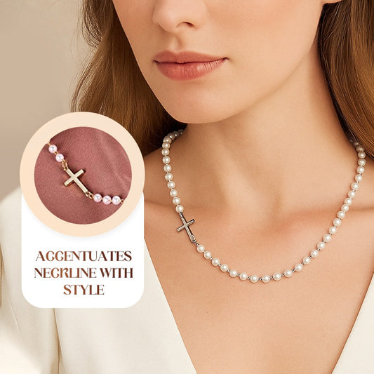 💜Last Day Sale 50% OFF💜Women’s Elegant Cross Synthetic Pearl Necklace