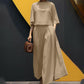🎉2025 New Products Hot Sale✨Women's Casual Round Neck 3/4 Sleeve T-Shirt & Loose Pants 2-Piece Set