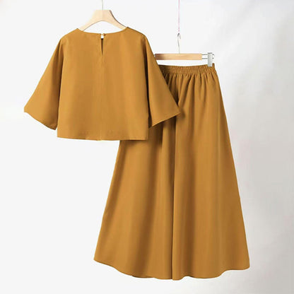🎉2025 New Products Hot Sale✨Women's Casual Round Neck 3/4 Sleeve T-Shirt & Loose Pants 2-Piece Set