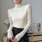 💃Last Day Sale 70% OFF🔥Women's Sparkle Mesh Sheer Long Sleeve Ruched Top