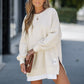 💥Winter Hot Sale 50% Off💥Long Sleeve Pullover Zipper Slit Casual Sweatshirt Dress
