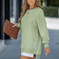 💥Winter Hot Sale 50% Off💥Long Sleeve Pullover Zipper Slit Casual Sweatshirt Dress