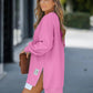 💥Winter Hot Sale 50% Off💥Long Sleeve Pullover Zipper Slit Casual Sweatshirt Dress