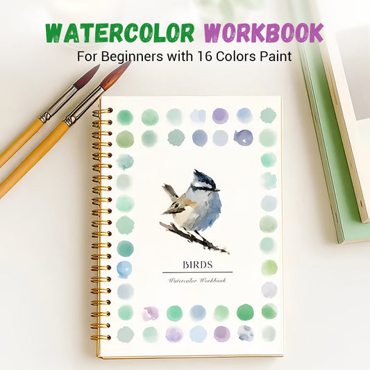 🎄Best Gift🎄Watercolor Workbook for Beginners with 16 Colors Paint