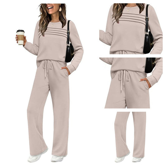 ❄️Winter Hot Sale 50%😍Women's Crew Neck Top & Drawstring Pants Set