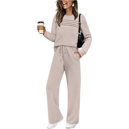 ❄️Winter Hot Sale 50%😍Women's Crew Neck Top & Drawstring Pants Set