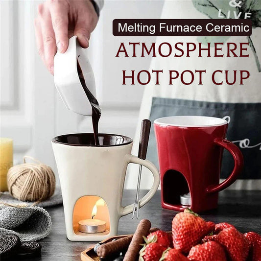🎁Last Day 49% OFF🔥🍫 Handmade Chocolate Melting Mug – The Cozy Fondue Experience