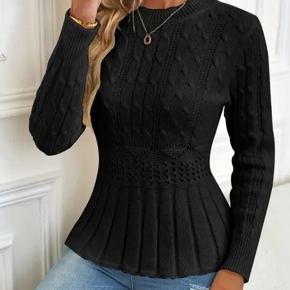 ⏳Limited-time 50% off⏰Women's Chunky-Knitted Crew Neck Peplum Sweater🧶👚