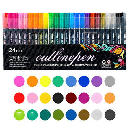 🎅New Year Special Deals £7.99!!⚡50K+ SOLD!🎁Double Outline Glitter Coloring Pen Set