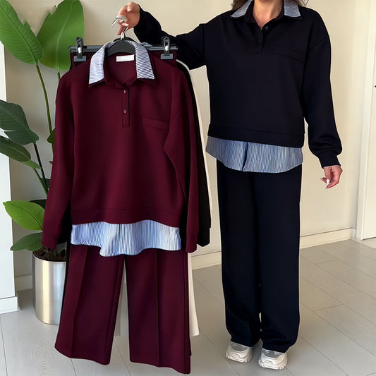 🔥Women's Casual Long-Sleeve Top and Pants 2-Piece Set