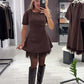 💕Valentine's Day Sale 70% OFF👗-Women’s Sparkling Lace Trim Short-Sleeve Mini Dress | Elegant & Shimmering