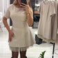 💕Valentine's Day Sale 70% OFF👗-Women’s Sparkling Lace Trim Short-Sleeve Mini Dress | Elegant & Shimmering