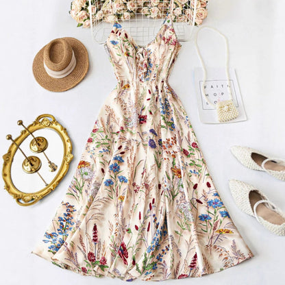 👗New Arrival 60% OFF!🥰Plus Size Floral Print Spaghetti Strap Midi Dress