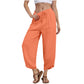 🌸New Arrival 50%OFF💖Women's Linen Loose Casual Capri Pants Elastic Waistband with Pockets