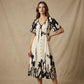 👗 60% OFF NOW! 🌿 Soft Botanical Print V-Neck Midi Dress – Elegant, Lightweight & Versatile for Any Occasion 🌸