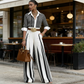 💞SUMMER HOT SALE💞50K+ SOLD!💥60% OFF! 🔥 Women's Striped Shirt & Wide-Leg Pants 2-Piece Set