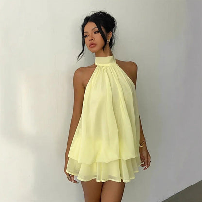 🔥LAST DAY SALE 70% OFF🔥 Women’s Halter Neck Mini Dress – Slim-Fit, Sleeveless & Tie-Back ✨ | Elegant Summer Dress