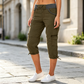👖50% OFF NOW ! ✨Women's High-Waist Cargo Capri Pants with Pockets