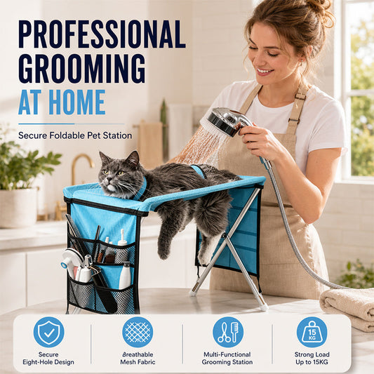 🐕🛏️2-in-1 Foldable Pet Grooming Bed💫Grooming Table + Cosy Bed in One – Portable, Easy to Clean & Perfect for Home & Travel