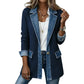 🏆LAST DAY-50% OFF🔥Women’s Elegant Denim Spliced Ribbed Knit Coat