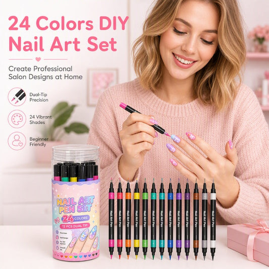 💕LAST DAY-50% OFF🌈24 Colors Dual Ended Nail Art Pens Set