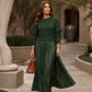 🌸LAST DAY-50% OFF!!💃Effortless Elegance | Women's Pleated Round-Neck Maxi Dress