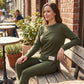 Women's Split Long Sleeve Top & Pants Set