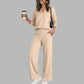 🍂⏳LIMITED-TIME 70% OFF! ✨Women's 2 Piece Outfits V Neck Lounge Set | Raglan Long Sleeve Top & Wide Leg Pants
