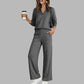 🍂⏳LIMITED-TIME 70% OFF! ✨Women's 2 Piece Outfits V Neck Lounge Set | Raglan Long Sleeve Top & Wide Leg Pants