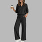 🍂⏳LIMITED-TIME 70% OFF! ✨Women's 2 Piece Outfits V Neck Lounge Set | Raglan Long Sleeve Top & Wide Leg Pants