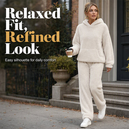 🔥Hot Sale-50% OFF🌸Women’s Plush Hooded Sweatshirt & Pants 2-Piece Set