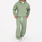 Men's Casual Half-Zip Hoodie & Wide-Leg Pants Set