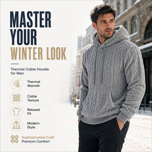 Men's Winter Warm Cable Knit Hoodie
