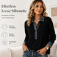 🔥Hot Sale-50% OFF🩵Women's Denim Collar Long Sleeve Patchwork Knit Top