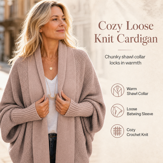💖Last Day 50% Off!💖 Women's Loose Batwing Sleeve Knit Cardigan Open Front Shawl for Autumn and Winter