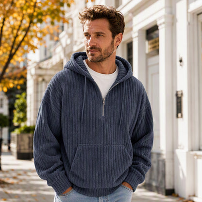 🎁New Arrival-50% OFF✨Men's Casual Half-Zip Corduroy Hoodie
