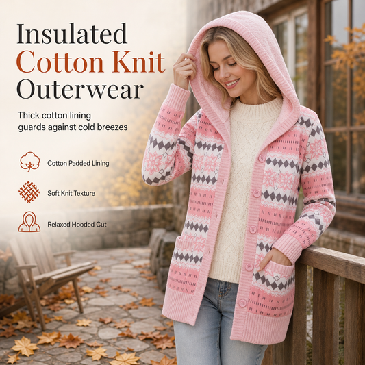 💖New Arrival-50% OFF🌼Women's Mid-Length Hooded Knit With Cotton Lining