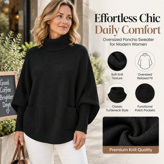 🔥Hot Sale-50% OFF💛Women's Turtleneck Batwing Sleeve Knit Sweater