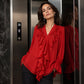 Women's V-Neck Sequin Spliced Chiffon Top