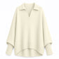 Women's Loose Fit Collared Knit Sweater Casual Slouchy Solid Color Long Sleeve Knitwear