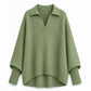 Women's Loose Fit Collared Knit Sweater Casual Slouchy Solid Color Long Sleeve Knitwear