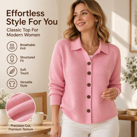 🎉Hot Sale-50% OFF🩷Women's Collared Button-Down Knit Cardigan