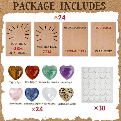 💝24 Pack Valentines Cards with Heart-Shape Crystals💝