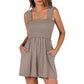 Women's Square Neck Sleeveless Summer Rompers with Pockets