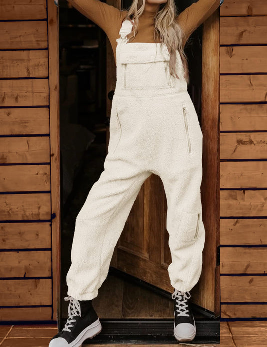 🔥2024 New Women's Fleece Warm Overalls Loose Casual Jumpsuits ( Free Shipping)